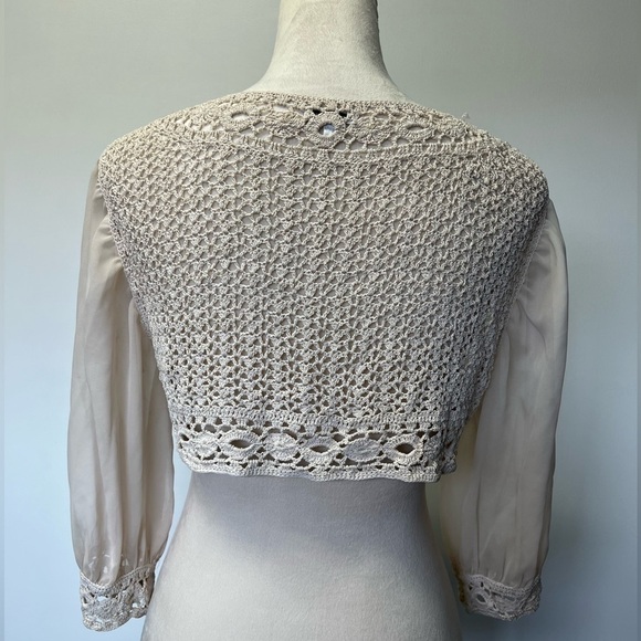 Crochet Sheer Cream Cover Up Women’s Size Medium - Picture 6 of 8